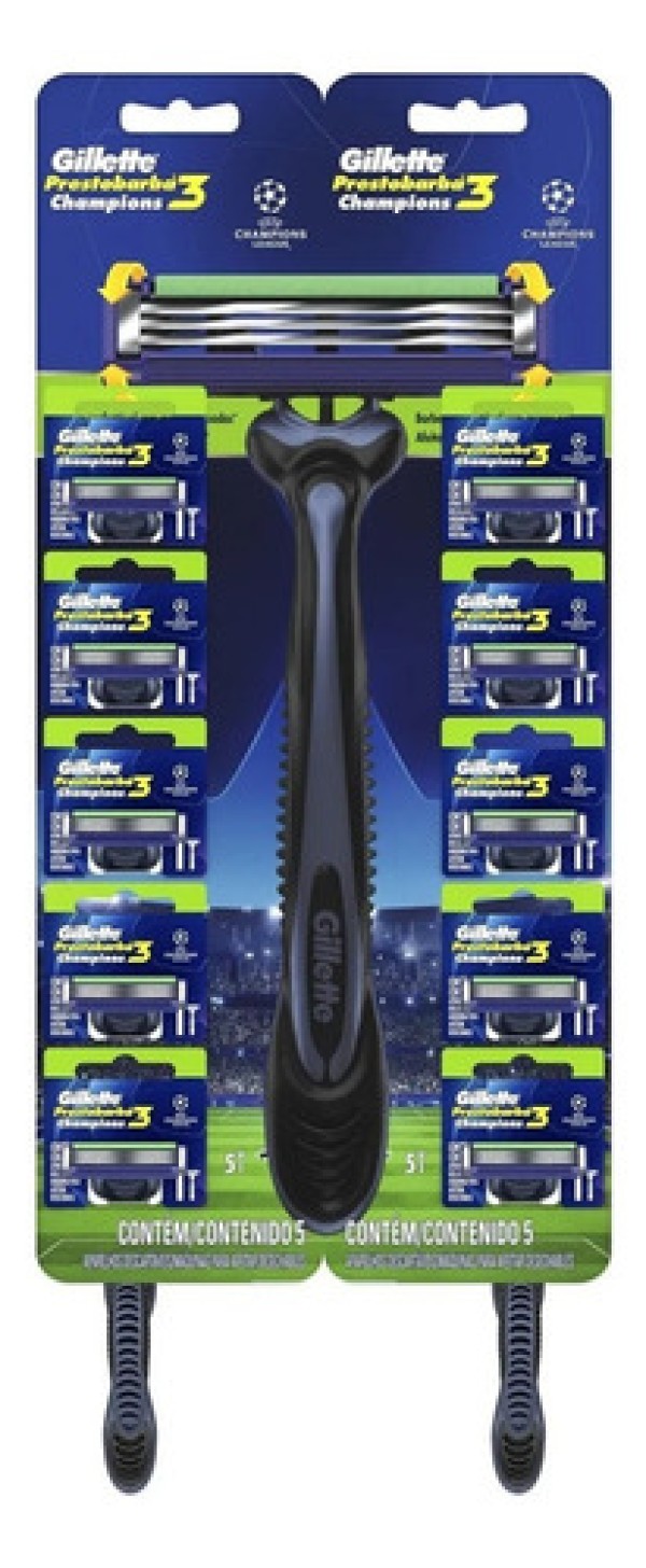 Kit Aparelho de Barbear Gillette Prestobarba3 Champions League 6 Unidades