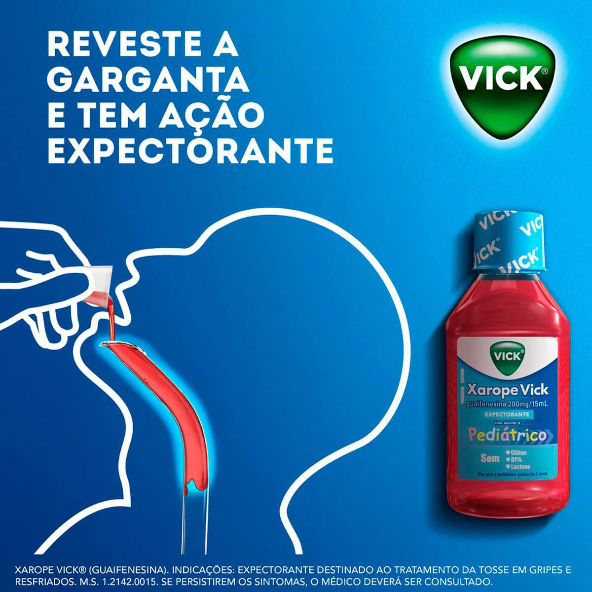Encontraproduto.com.br - Xarope Expectorante 200mg/15ml Vick Frasco 120ml + Copo Medida