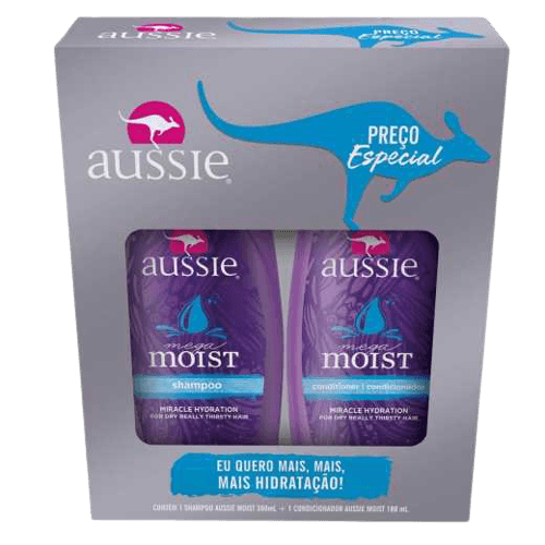 Encontraproduto.com.br - Aussie Kit Mega Moist - Shampoo 360ml + Condicionador 180ml
