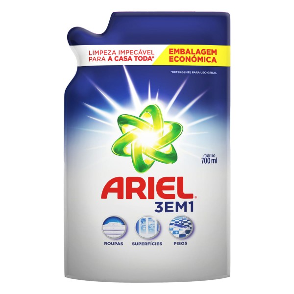 Encontraproduto.com.br - Detergente Ariel 3 em 1 Embal. Econômica Sachê 700ml