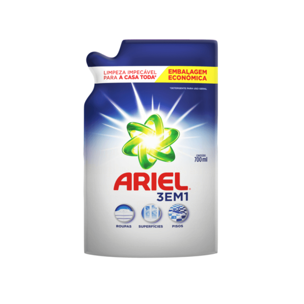 Encontraproduto.com.br - Detergente Ariel 3 em 1 Embal. Econômica Sachê 700ml