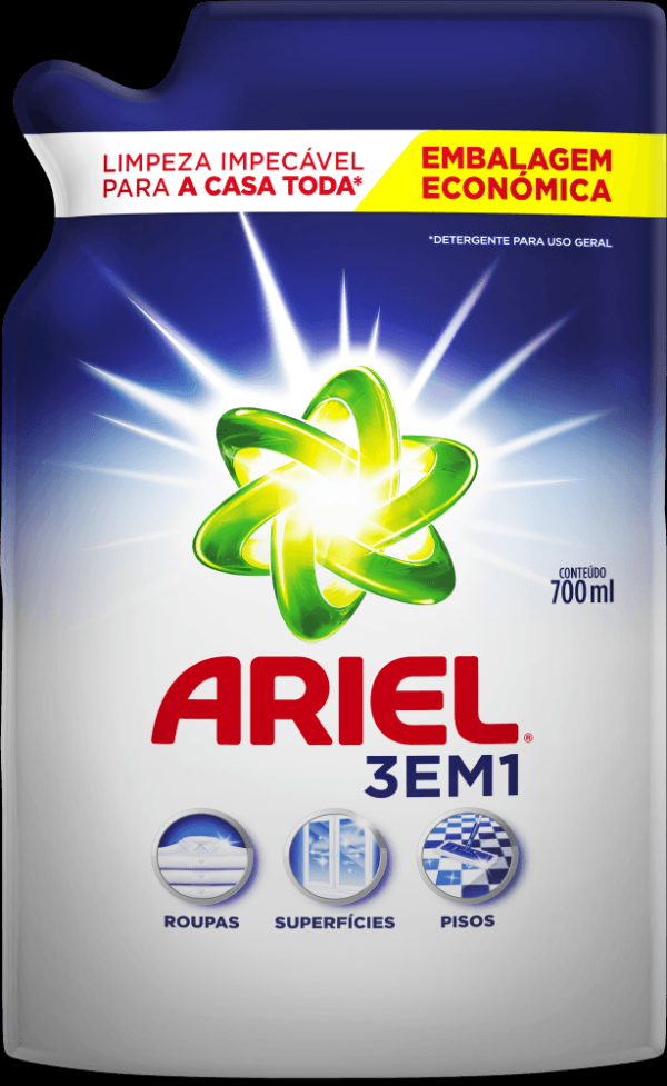 Encontraproduto.com.br - Detergente Ariel 3 em 1 Embal. Econômica Sachê 700ml
