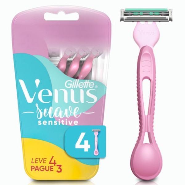 Aparelho Descartável para Depilar Gillette Venus Simply3 Suave Sensitive Leve 4 Pague 3 Unidades