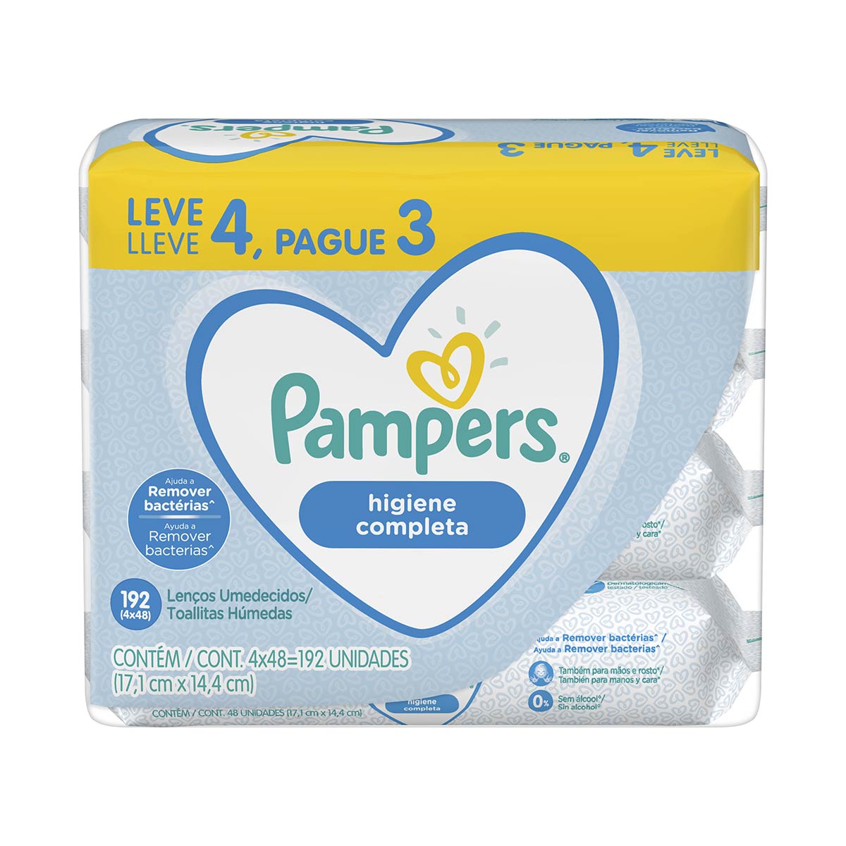 Encontraproduto.com.br - Lenco Umedecido Pampers Leve 4 Pague 3 Com 4x48 Higiene Completa  Especial