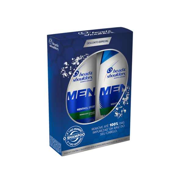 Kit Shampoo Anticaspa Head & Shoulders Men Menthol Sport Caixa C/2 200ml