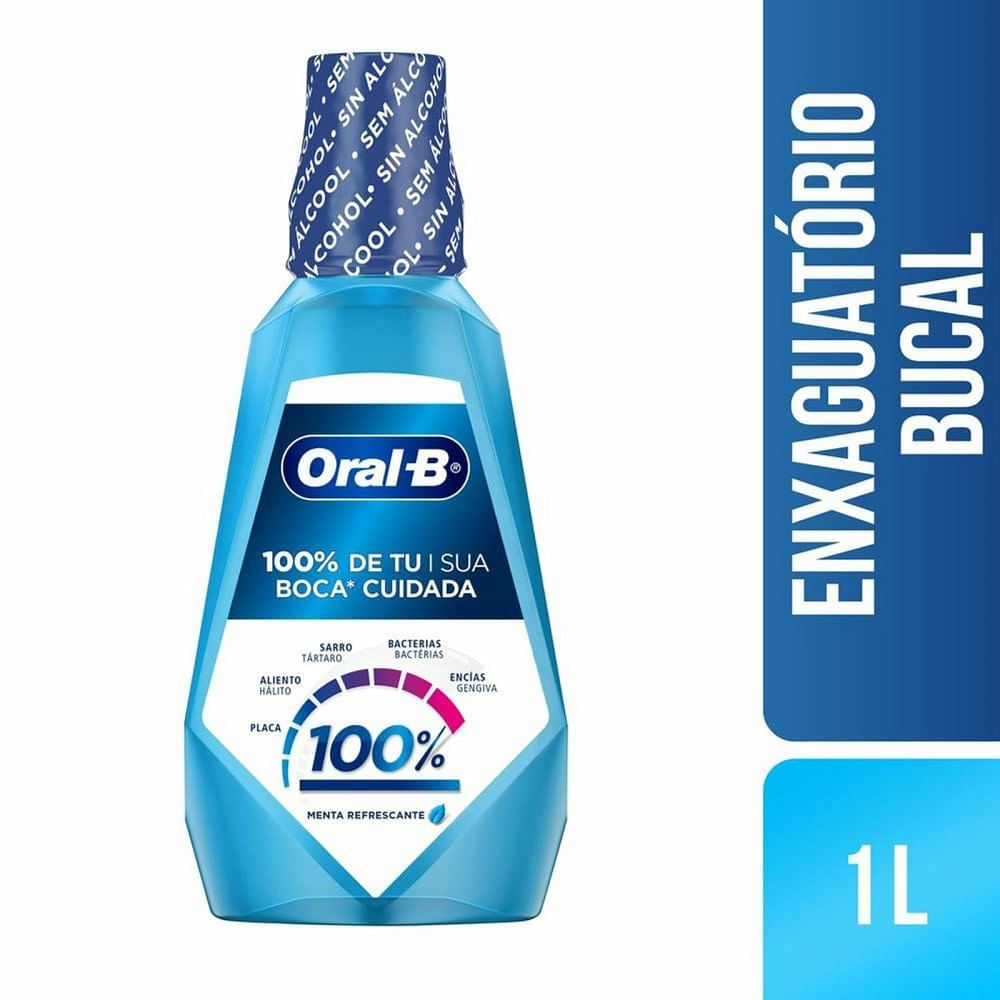 Encontraproduto.com.br - Enxaguante Oral B Bucal 100% 1000ml Menta Refrescante
