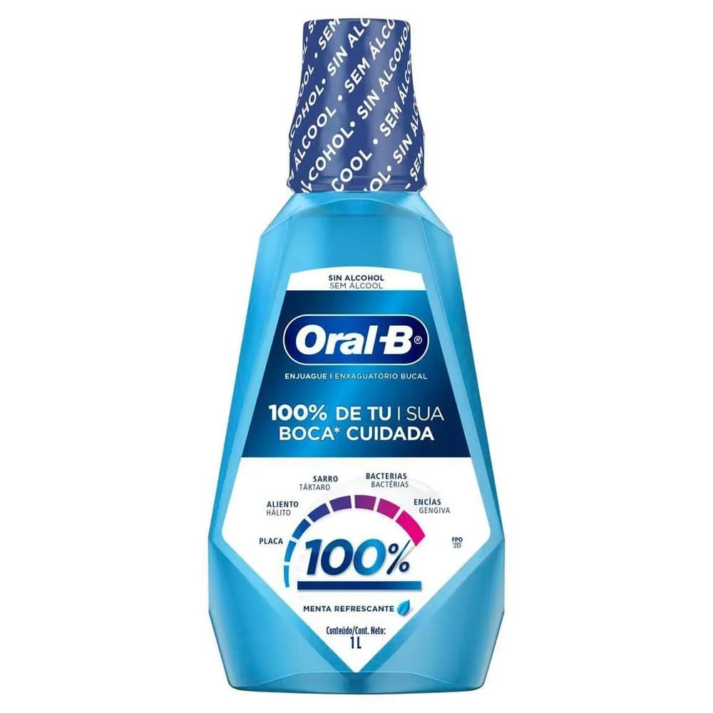 Encontraproduto.com.br - Enxaguante Oral B Bucal 100% 1000ml Menta Refrescante
