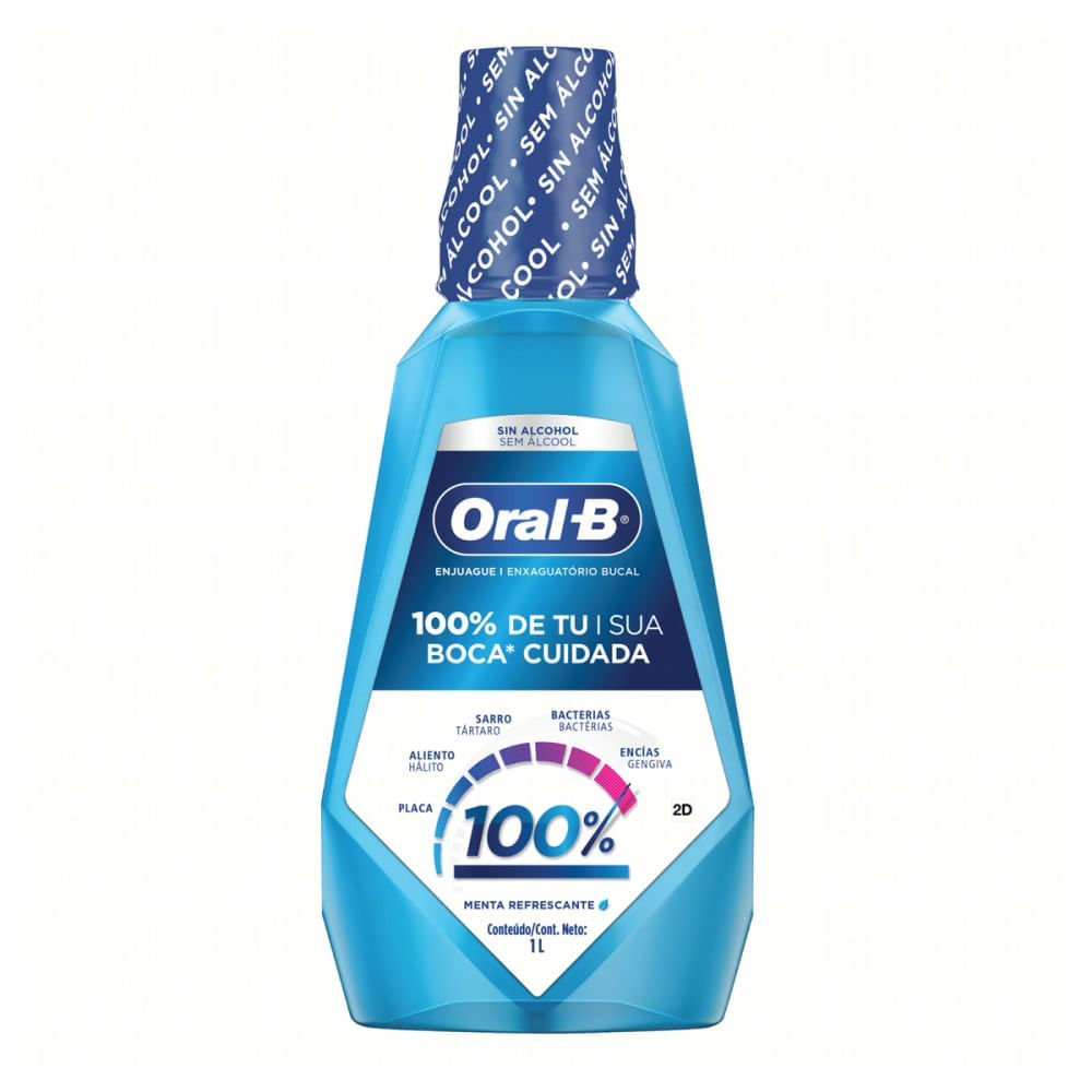 Encontraproduto.com.br - Enxaguante Oral B Bucal 100% 1000ml Menta Refrescante
