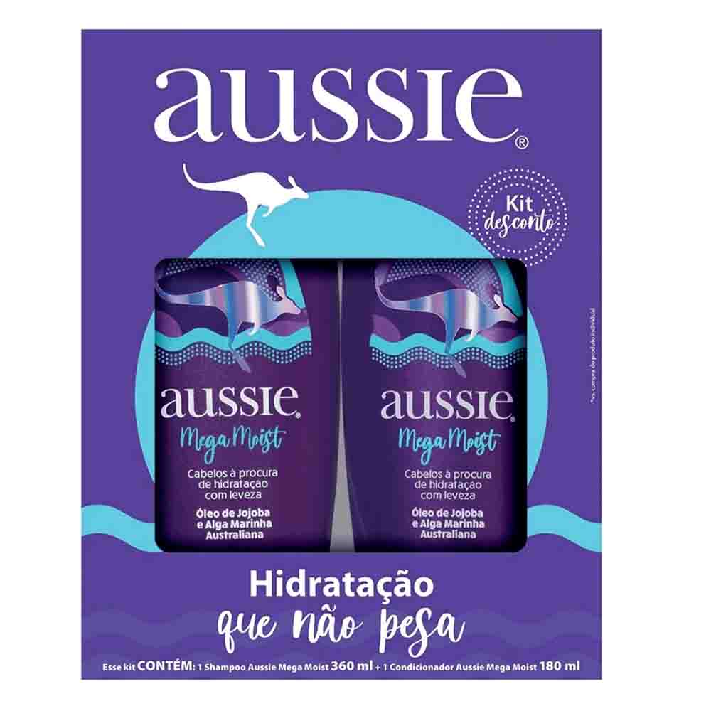 Encontraproduto.com.br - Shampoo Aussie Mega Moist 360ml + Condicionador 180ml
