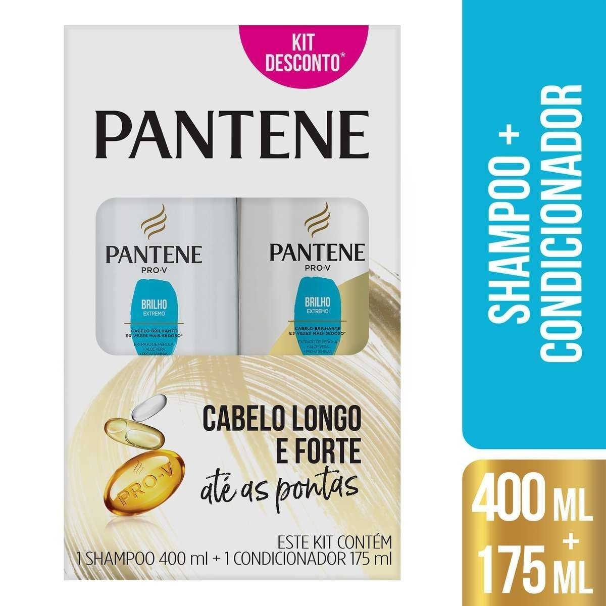 Encontraproduto.com.br - Kit Shampoo 400ml + Condicionador 175ml Brilho Extremo Pantene