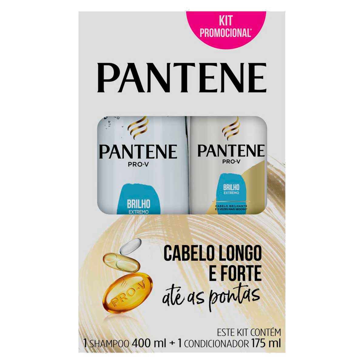 Encontraproduto.com.br - Kit Shampoo 400ml + Condicionador 175ml Brilho Extremo Pantene