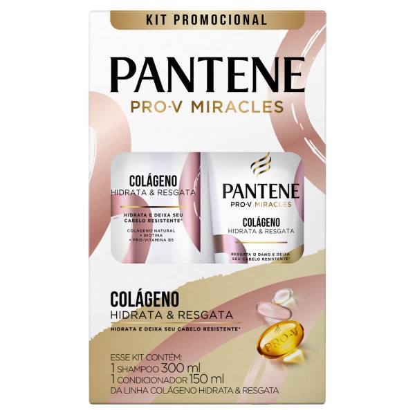 Encontraproduto.com.br - Kit Shampoo 300ml + Condicionador 150ml Colágeno Pantene