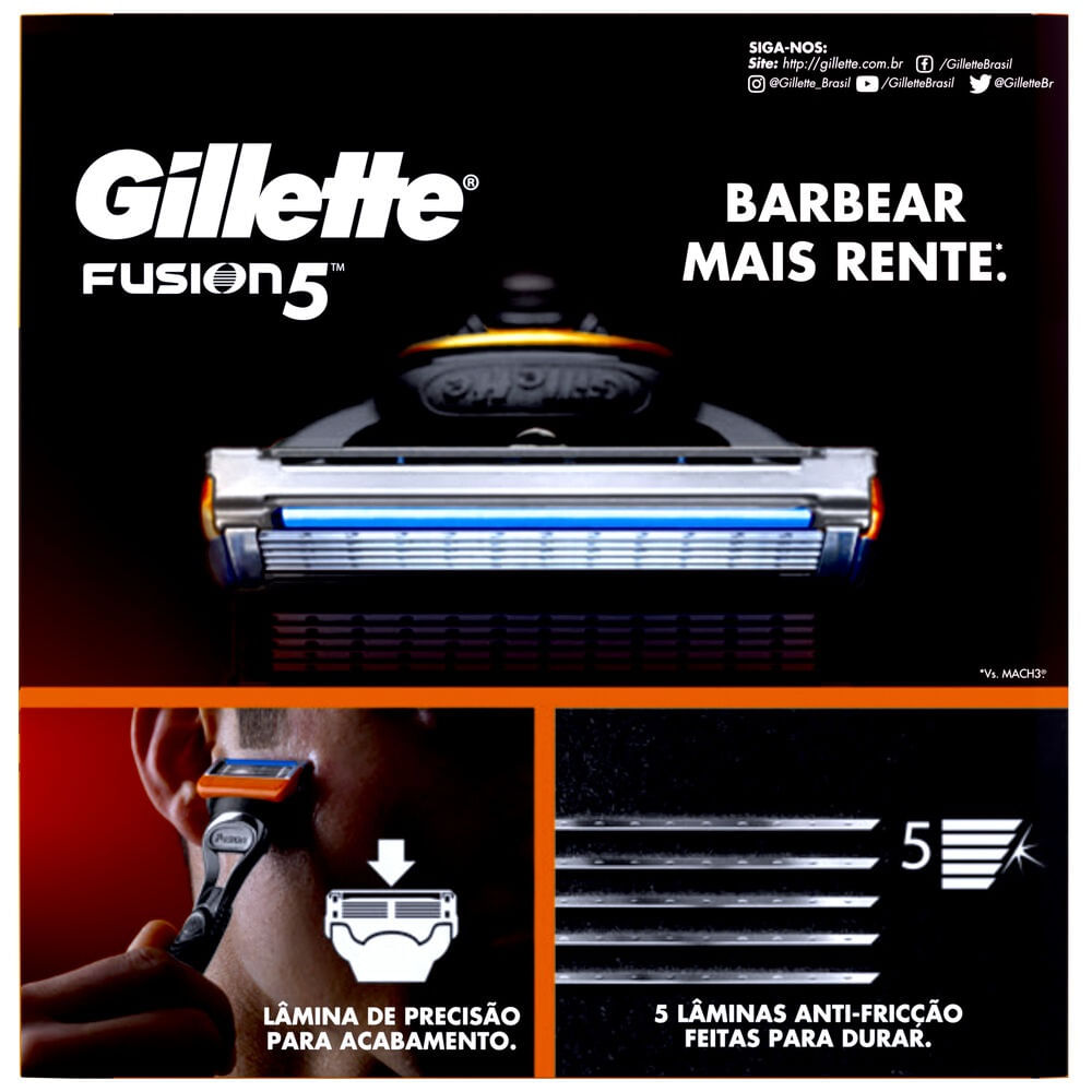 Encontraproduto.com.br - Kit 1 Aparelho de Barbear Gillette Fusion 5 + 5 Refis