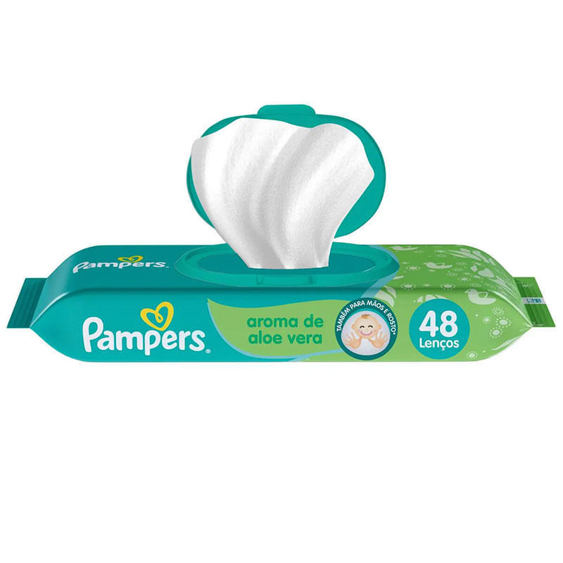 Encontraproduto.com.br - Kit Lenço Umedecido Pampers Aloe Vera 12 Pacotes com 48 Unidades
