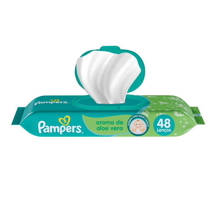 Encontraproduto.com.br - Kit Lenço Umedecido Pampers Aloe Vera 12 Pacotes com 48 Unidades