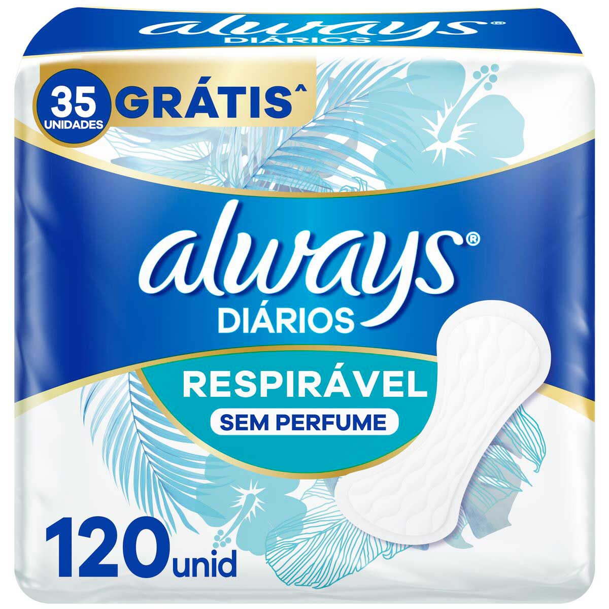 Encontraproduto.com.br - Protetor Diário sem Abas Respirável Always - 120 unidades