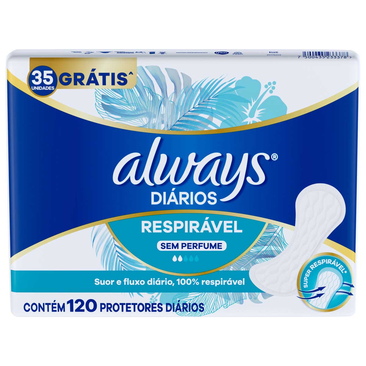 Encontraproduto.com.br - Protetor Diário sem Abas Respirável Always - 120 unidades