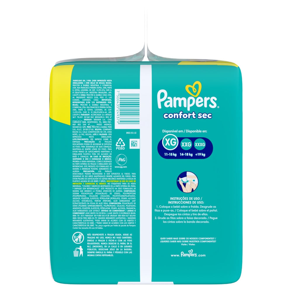 Encontraproduto.com.br - Fralda Pampers Confort Sec XG 92 Unidades