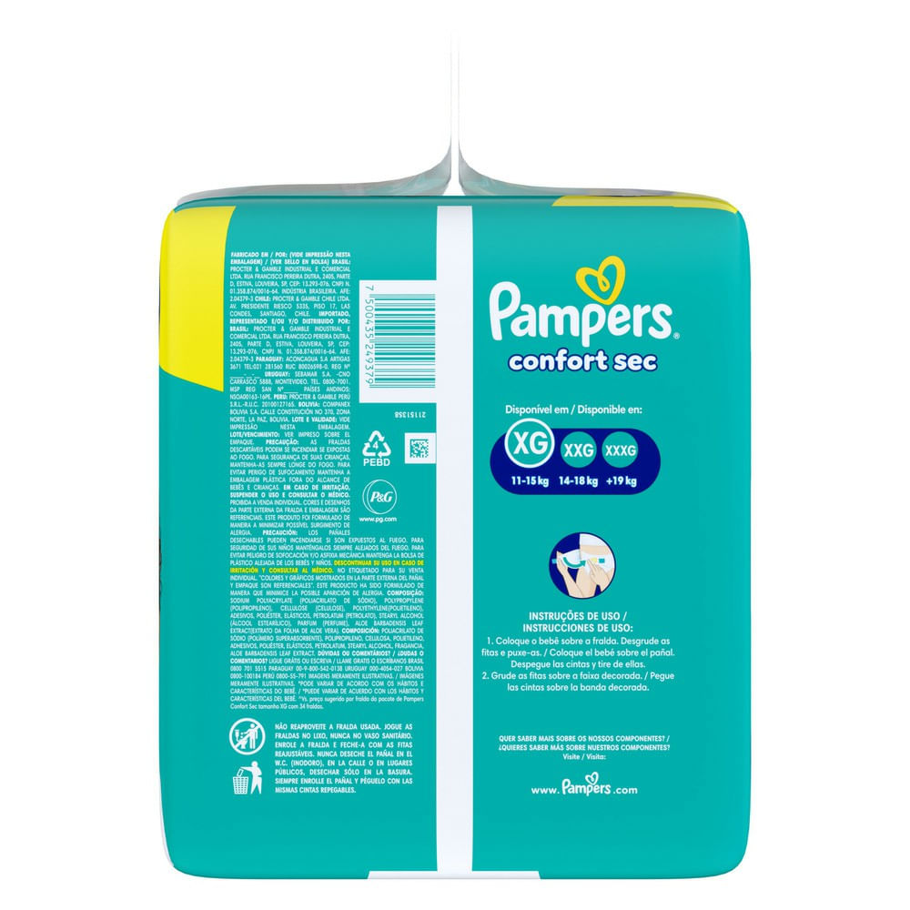 Encontraproduto.com.br - Fralda Pampers Confort Sec XG 92 Unidades