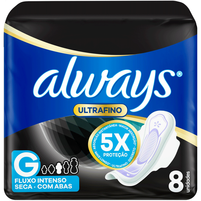 Encontraproduto.com.br - Absorvente Always Ultrafino com Abas Seca G 8 Unidades