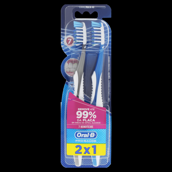 Escova Dental Macia 40 7 Benefícios 2x1 Oral-B Pro-Saúde 2 Unidades