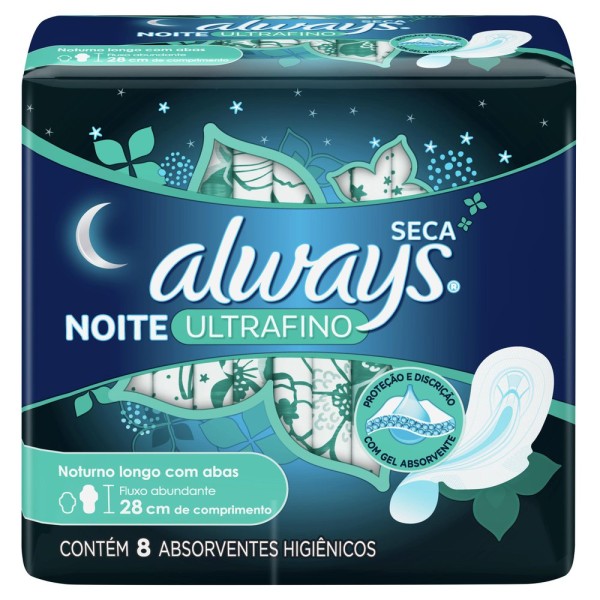 Encontraproduto.com.br - absorvente Always Ult Fino Noturno Seca Com Abas 8Un - Always