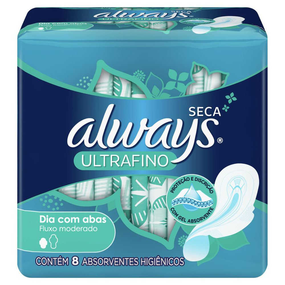 Encontraproduto.com.br - Absorvente Always Tamanho M Ultrafino Seca 8 Unidades
