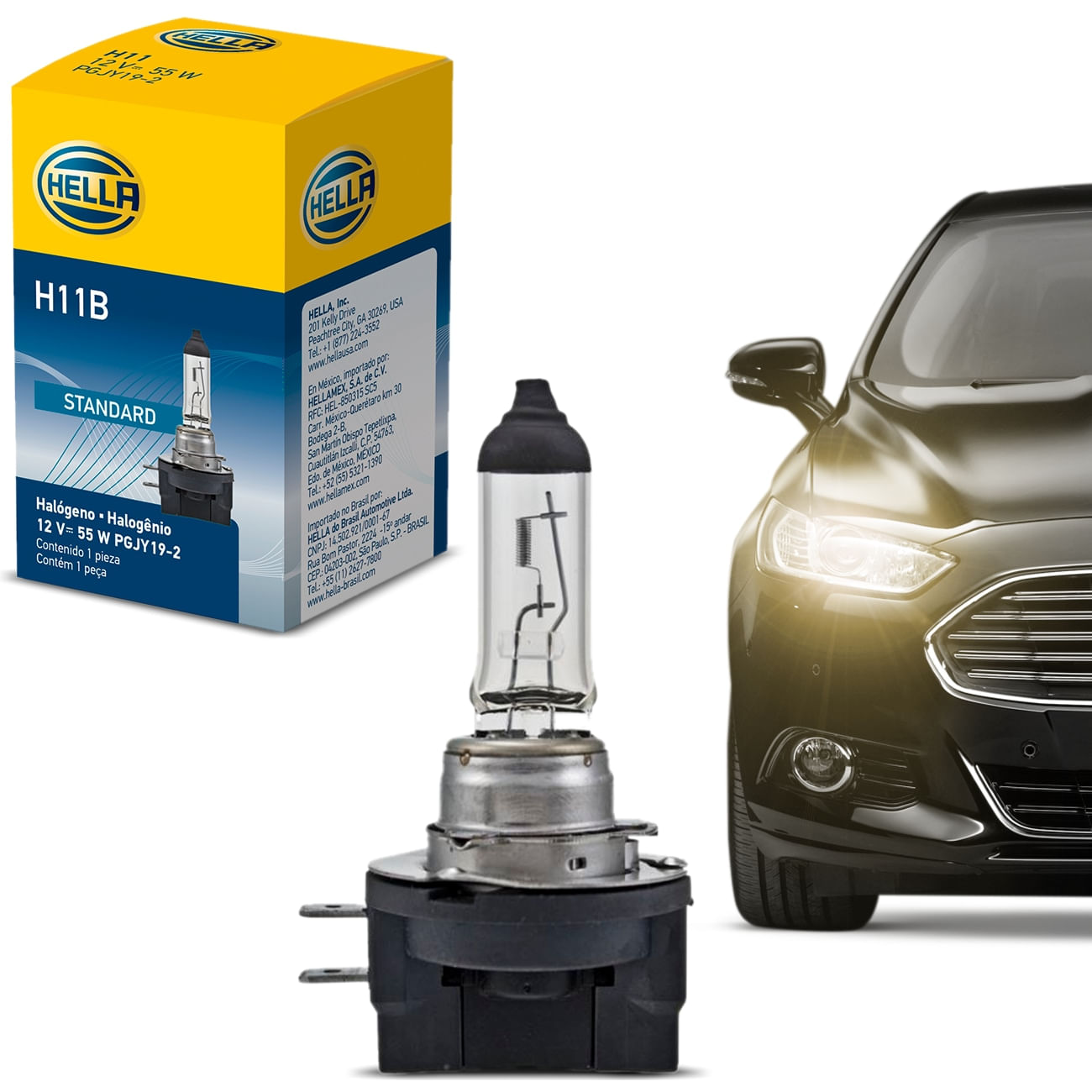 Lâmpada H11b 12v 55w Halógena Farol New Fiesta