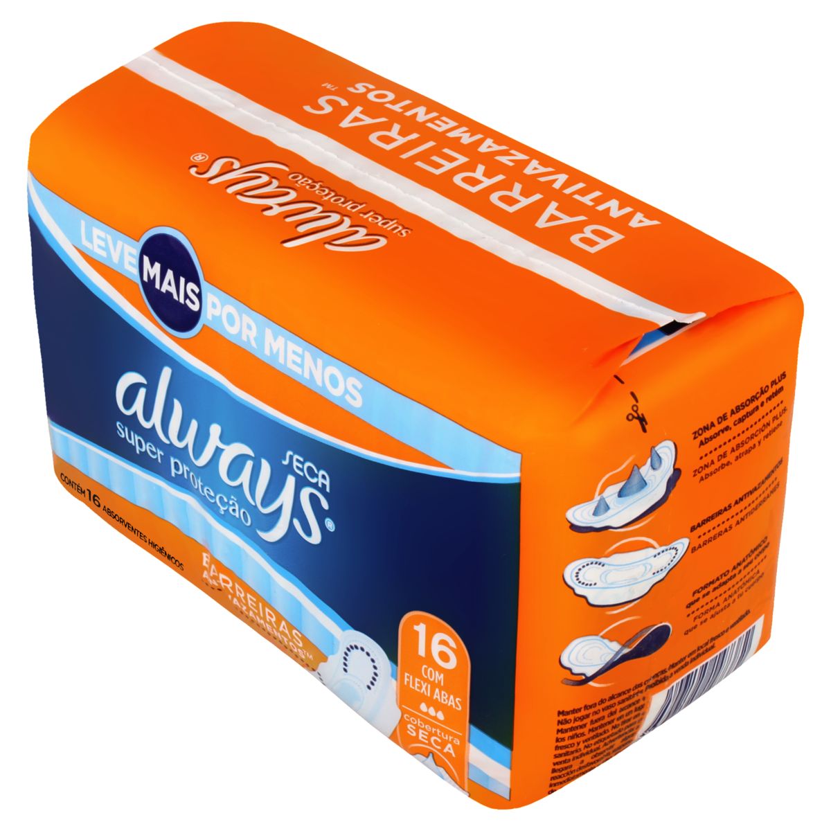 Encontraproduto.com.br - Absorvente Always Super Proteção Cobertura Seca com Abas 16 unidades