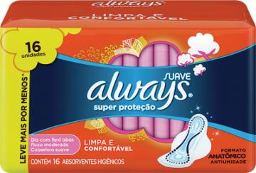 Encontraproduto.com.br - Absorvente Always Suave com Abas com 16 Unidades