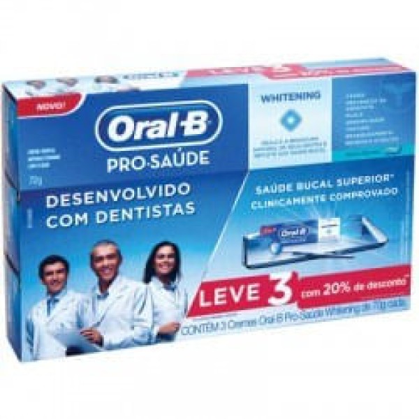 Encontraproduto.com.br - Creme Dental Oral-B Pro-Saúde Whitening 70g  3 Unidades
