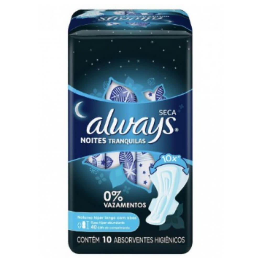 Encontraproduto.com.br - Absorvente com Abas Suave Always Noites Tranquilas Noturno Extra Extra Grande Pacote 10 Unidades