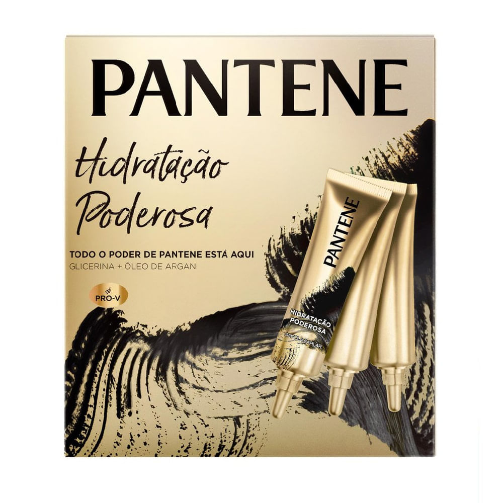 Ampola de Tratamento Capilar com Pérolas Solúveis & Óleo de Argan Pantene Pro-V Hidratação Poderosa Caixa 3 Unidades 15ml Cada