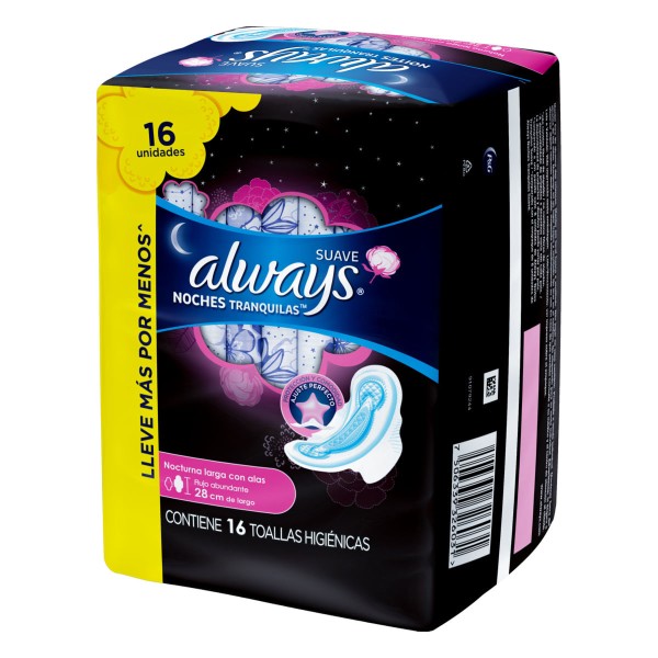 Encontraproduto.com.br - Absorvente com Abas Suave Always Noturno G Pacote 16 Unidades Grátis 2 Absorventes