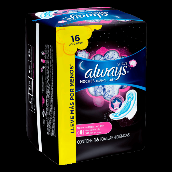 Absorvente com Abas Suave Always Noturno G Pacote 16 Unidades Grátis 2 Absorventes