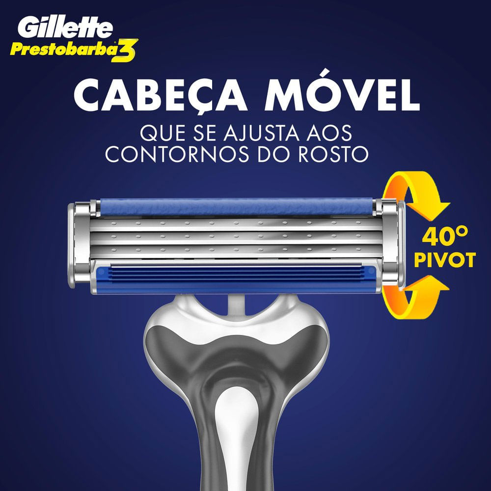 Encontraproduto.com.br - Aparelho Descartável para Barbear Prestobarba3 Gillette Cartela 16 Unidades Grátis 4 Aparelhos