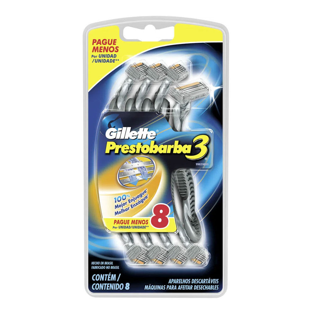 Encontraproduto.com.br - Kit Aparelho Prestobarba 3 - Leve 8 Pague 6 - Gillette Prestob3