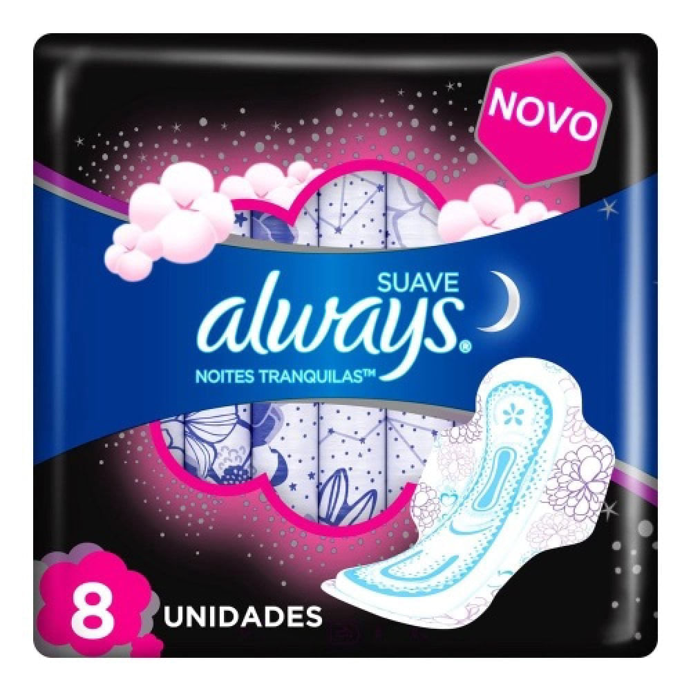 Absorvente Always Cobertura Suave c/ Abas Noturno c/ 8 Unidc/32Unid