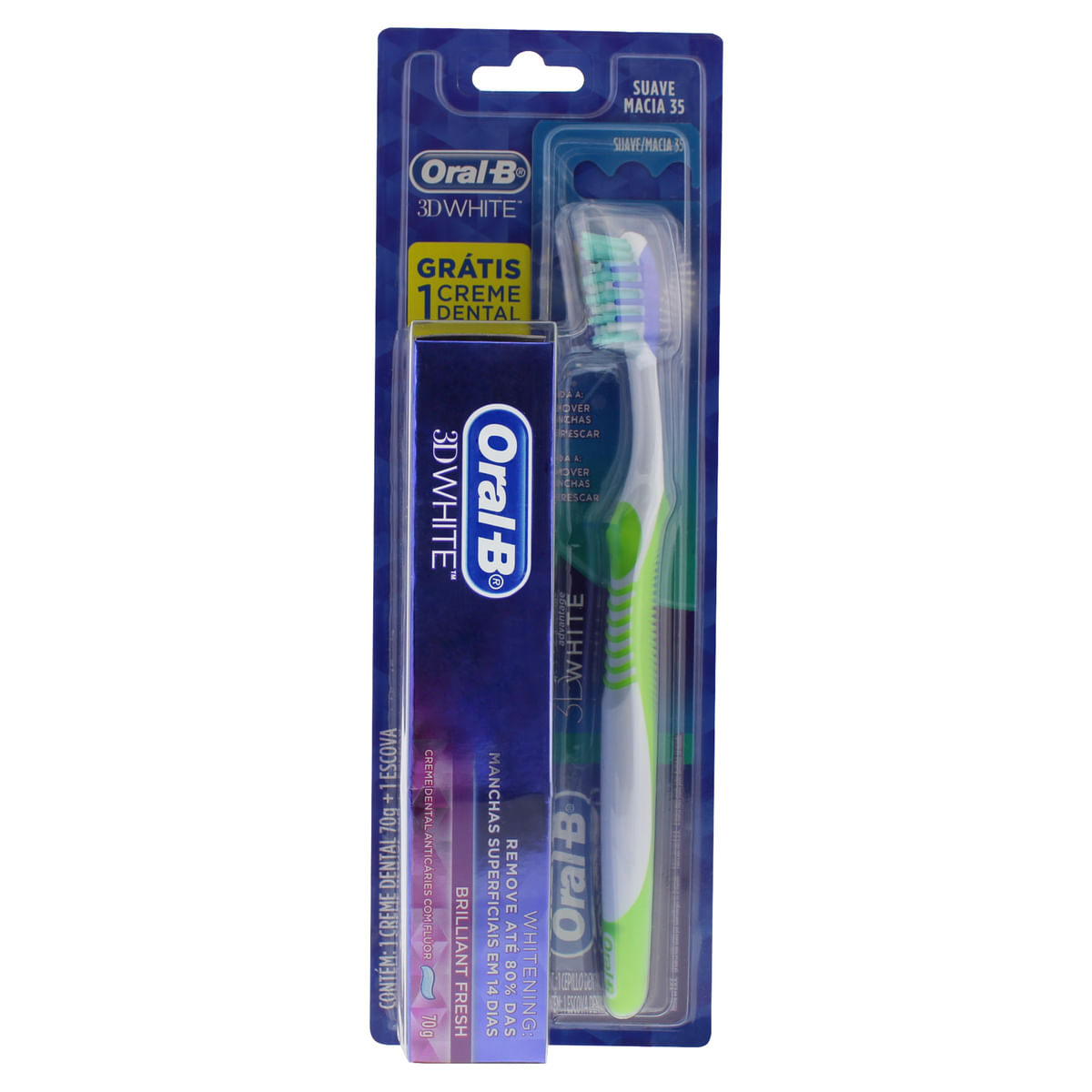 Encontraproduto.com.br - Oral-B 3D White Kit Escova Dental 35 Macia + Creme Dental 70G