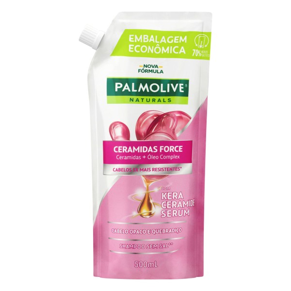 Shampoo Palmolive Naturals Ceramidas Force Sachê 500ml Embalagem Econômica