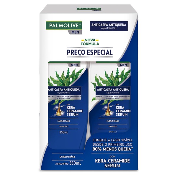 Encontraproduto.com.br - Shampoo Palmolive Men Anticaspa e Antiqueda Algas Marinhas 350ml c/ 2Unid