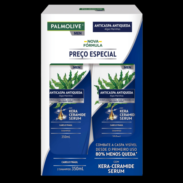Encontraproduto.com.br - Shampoo Palmolive Men Anticaspa e Antiqueda Algas Marinhas 350ml c/ 2Unid