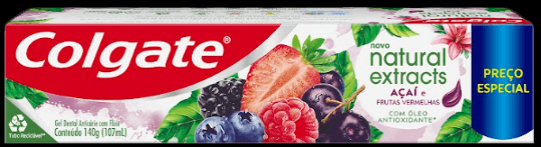 Gel Dental Anticárie com Flúor Açaí e Frutas Vermelhas Colgate Natural Extracts Caixa 140g Preço Especial