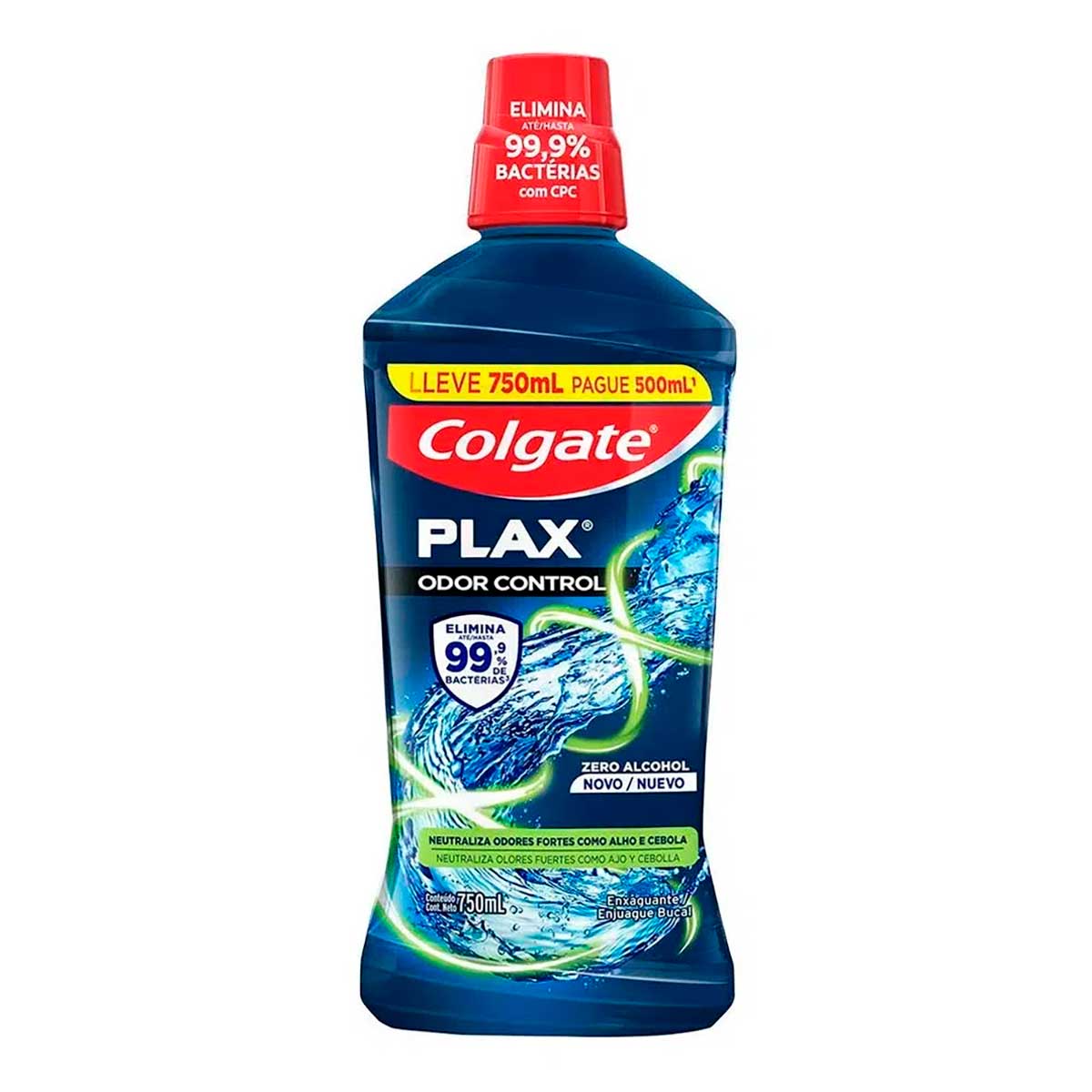 Encontraproduto.com.br - Enxaguante Bucal Colgate Plax Zero Álcool Odor Control Frasco Leve 750ml Pague 500ml