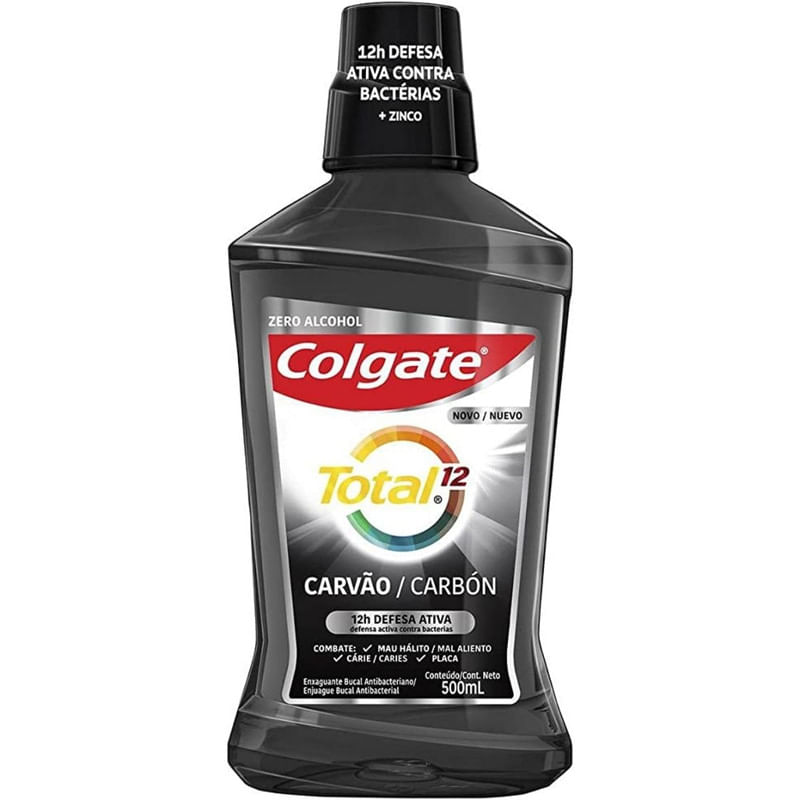 Encontraproduto.com.br - Enxaguante Bucal Colgate Total 12 Carvao Zero Alcool 500ml