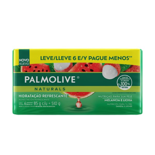 Encontraproduto.com.br - Sabonete em Barra Palmolive Naturals Hidratação Refrescante Melancia e Lichia 85g Leve 6 -