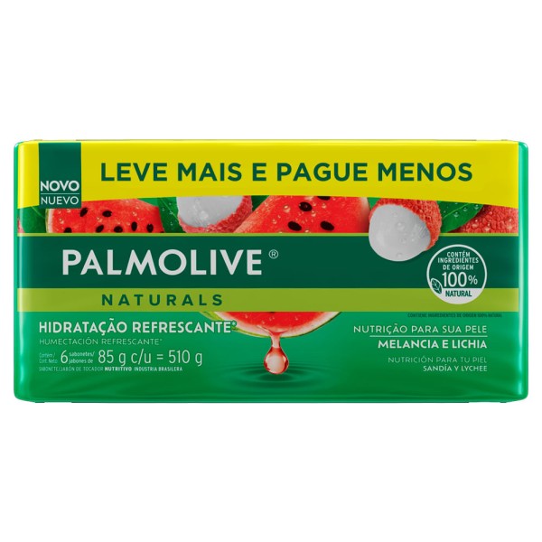 Encontraproduto.com.br - Sabonete em Barra Palmolive Naturals Hidratação Refrescante Melancia e Lichia 85g Leve 6 -