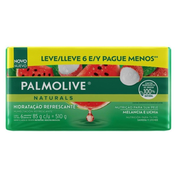 Encontraproduto.com.br - Sabonete em Barra Palmolive Naturals Hidratação Refrescante Melancia e Lichia 85g Leve 6 -