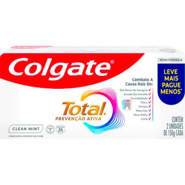 Encontraproduto.com.br - Creme Dental Colgate Total Clean Mint Pack com 2x150g