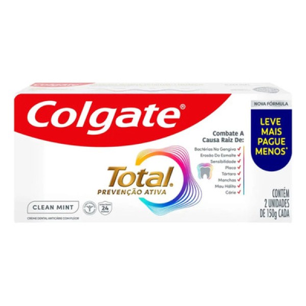Encontraproduto.com.br - Creme Dental Colgate Total Clean Mint Pack com 2x150g